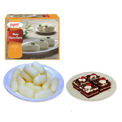 Malai Chum Chum from Brijwasi Sweets with Chocolate Pastry