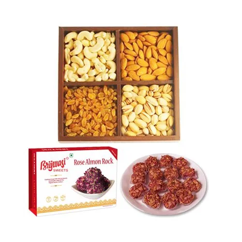 Rose Almon Rock from Brijwasi Sweets with Mixed Dry Fruits