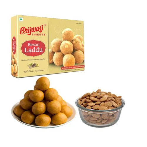 Besan Laddu from Brijwasi Sweets with Crunchy Almonds