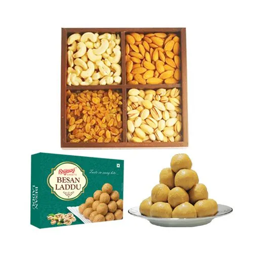 Besan Laddu from Brijwasi Sweets with Mixed Dry Fruits