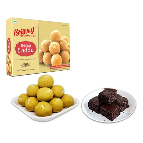 Besan Laddu from Brijwasi Sweets with Brownies