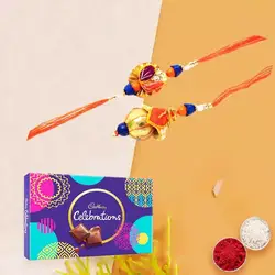 Lip Smacking Cadburys Celebrations Pack with Bhaiya Bhabhi Rakhi Set