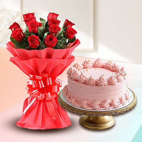 Combo of Dutch Roses with Eggless Cake