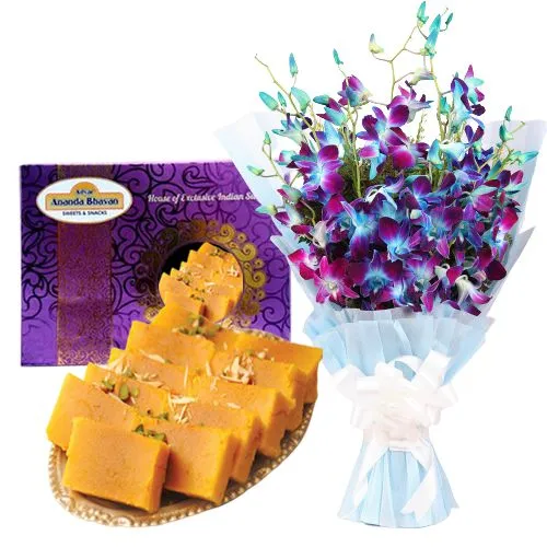 Elegant Orchids with Malt Mysore Pak from Ananda Bhawan Chennai