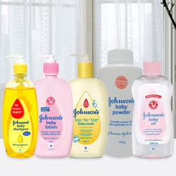 Johnson and Johnson-Baby Shampoo 475 ml, Baby Oil - 500 ml, Baby Top-to-Toe Wash 500 ml, Baby Powder - 700 gms, BABY LOTION 500ml Johnson and Johnson-Baby Shampoo 475 ml, Baby Oil - 500 ml, Baby Top-to-Toe Wash 500 ml, Baby Powder - 700 gms, BABY LOTION 500ml