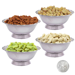 Dry Fruits in Silver Bowls Dry Fruits in Silver Bowls