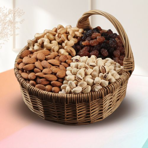Delectable Assorted Dry Fruits Gift Basket for Mom