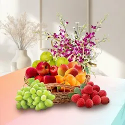 Buy Fresh Fruits Basket with Orchids