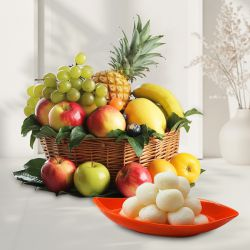 Deliver Fruits Basket N Haldiram Rasgulla Online
