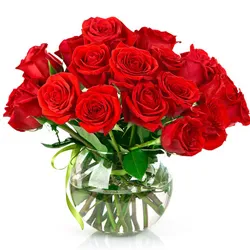 Buy Arrangement of 12 Red Roses in a Glass Vase