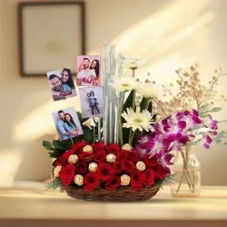 Sweetest Arrangement of Mixed Flowers with Personalized Photos