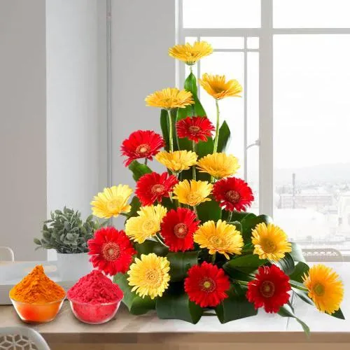 Bouquet of beautiful assorted brightly hued Gerberas