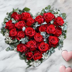 12 Heart Shaped Red Rose Arrangement
