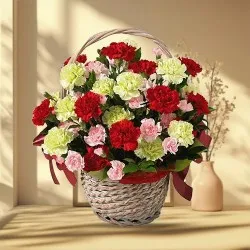 Gift of  Mixed Carnations in a Basket