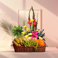 Tempting Fresh Fruits with Mixed Colorful Flowers Tempting Fresh Fruits with Mixed Colorful Flowers