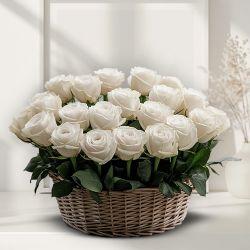 A Cool Breeze White Roses Basket