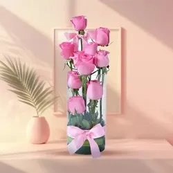 Pretty Pink Roses in a Glass Vase