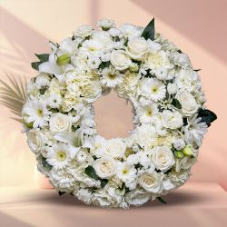 Peaceful White Funeral Wreath