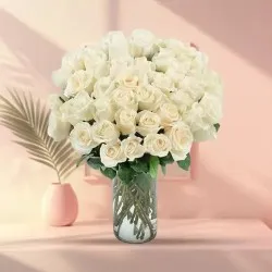 Majestic White Roses Vase Arrangement