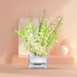 Graceful White Orchids Glass Vase Arrangement