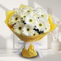 Send Online White Gerberas Bunch with Fillers<br>