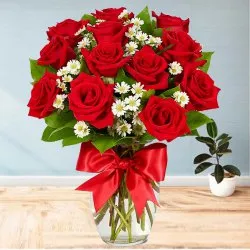 Order Online Dutch Red Roses in a Vase