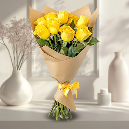 Online Delivery of Yellow Roses Bunch to India 