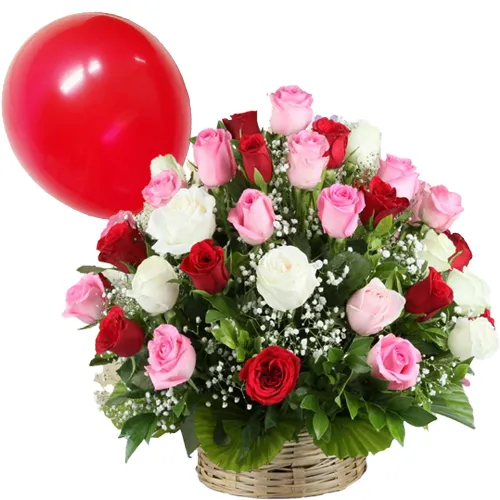 Touching World of Mixed Roses with Balloon