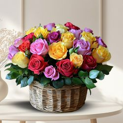 Shop for Basket of Mixed Coloured Roses