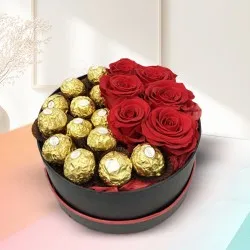 Amusing Ferrero Rocher n Red Roses Hat Box