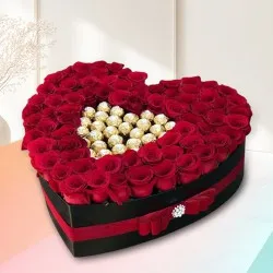 Exclusive Love Box of Red Roses n Ferrero Rocher