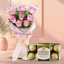 Exquisite Pink Roses n Ferrero Rocher Bouquet