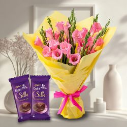 Glorious Gladiolus Bouquet with Cadbury Dairy Milk Silk