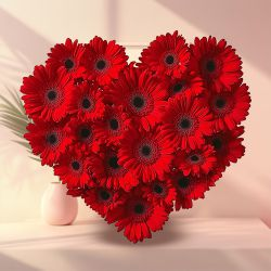 Deliver Online Heart Shape Arrangement of Red Gerberas