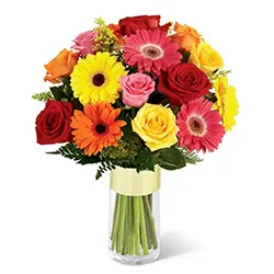 Order Online Mixed Flowers in Glass Vase