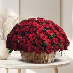 Deliver Online Red Roses Basket