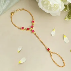 Graceful Pink Accented Gold Haath Phool