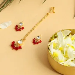 Graceful Red Stone  N  Pearl Ensemble