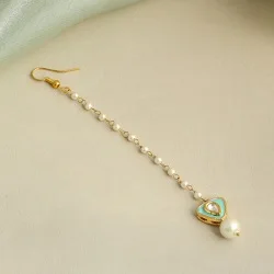 Pearl Accented Pastel Green Maang Tikka