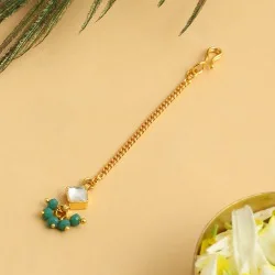 Classic Ruby  N  Pearl Maang Tikka