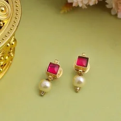 Sophisticated Garnet Pearl Dangle Earrings