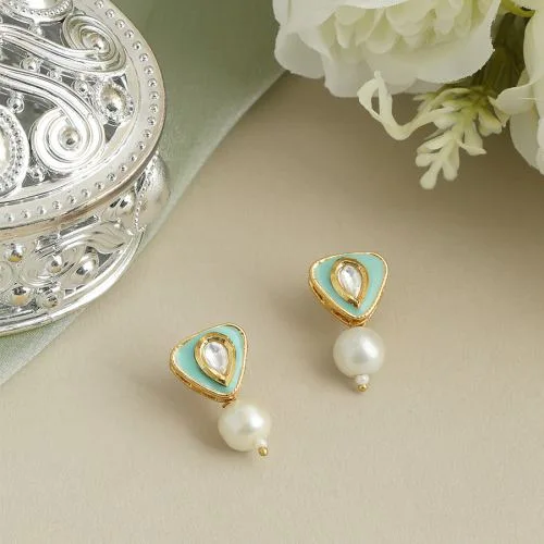 Elara Green Pearl Drop Dangles