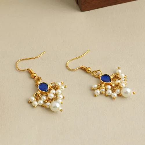 Sapphire Elegance Kundan Earrings