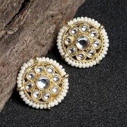 Chic Round Kundan Earrings