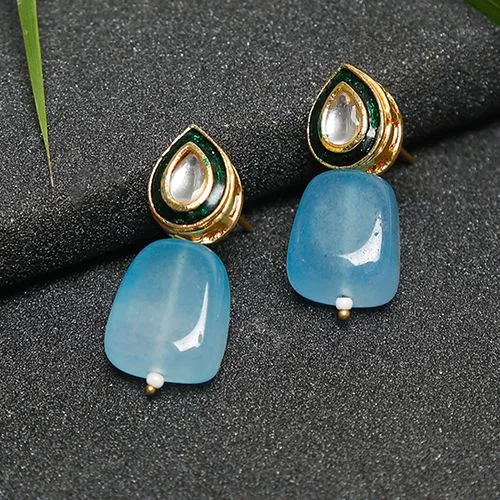Stunning Sky Blue Kundan Earrings to India Free Shipping