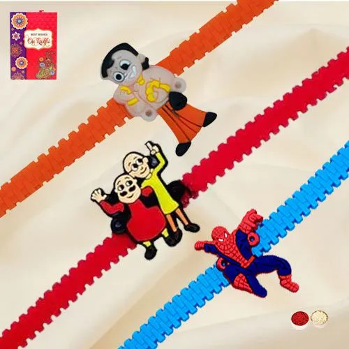 Rakhi India | Exclusive Chota Bheem Motu Patlu n Spider Man Cartoon Rakhi | Free Shipping Rakhi India | Exclusive Chota Bheem Motu Patlu n Spider Man Cartoon Rakhi | Free Shipping