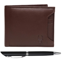 Mind Blowing WildHorn Leather Wallet with Pen Gift Set for Men