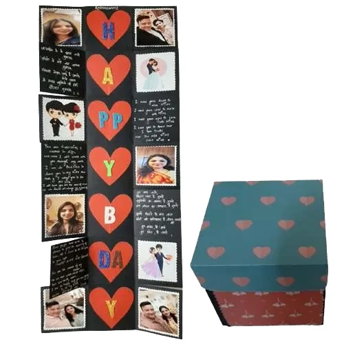 Customized Photo Explosion Box With Cute Teddy 