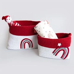 Beautiful Rainbow Design Cotton Rope Baskets