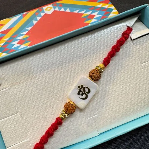 Divine Stone Work OM Rakhi Set